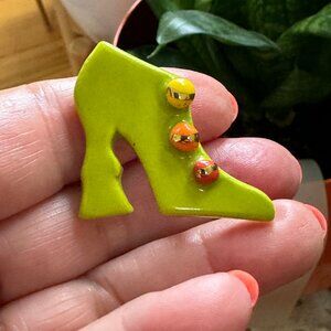 Whimiscal Brooch Shoe  Pin 1990s SHARON ROSLUND PORCELAIN